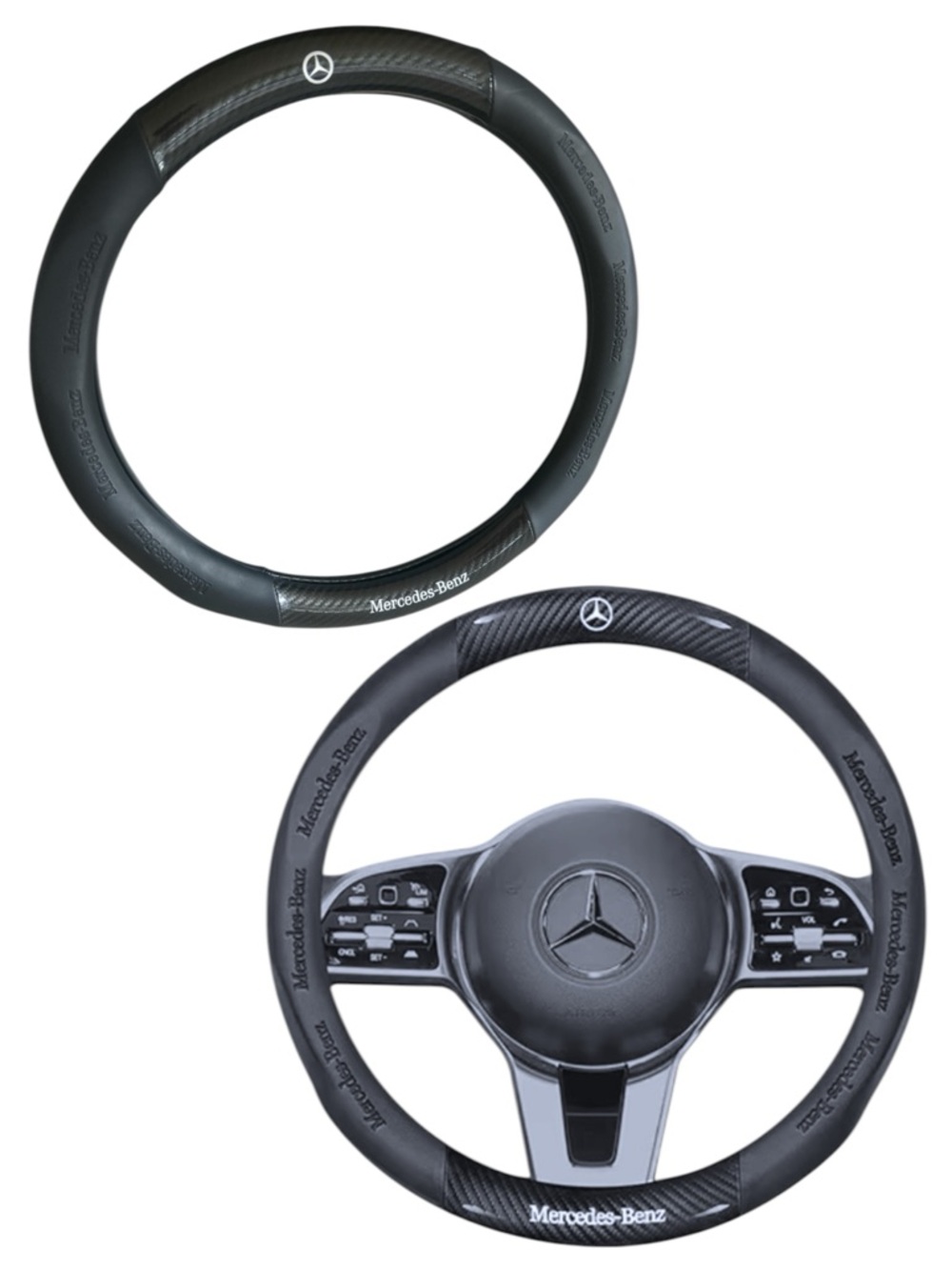 Mercedes-Benz Steering Wheel Cover Leather benCarbon Fiber Standard Fit NWT